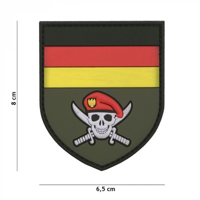 101 inc 3D Rubber Klett Patch German Commando Skull 8 x 6,5 cm