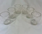 Vtg Set 6 Anchor Hocking Art Deco Barrel Glasses Tumblers Ribbed Base 8oz Rocks
