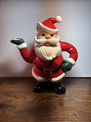 Christopher Radko Shiny Brite HI HO SANTA TEAPOT Ceramic Christmas