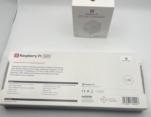 Raspberry Pi 500 8GB w/MicroSD Keyboard Computer Uk Layout W USB C Power Supply - Picture 5 of 5