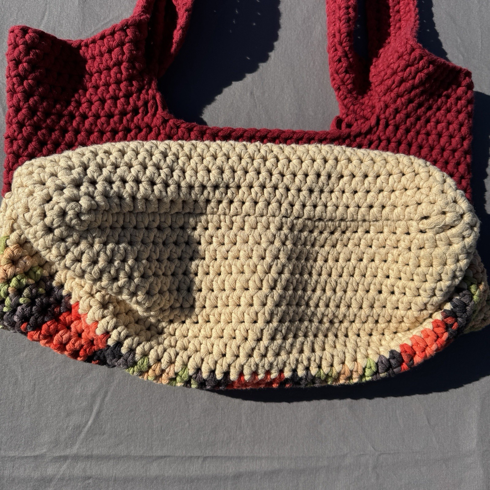 Handmade Solid Crochet Bag Boho Chic Spacious & L… - image 13