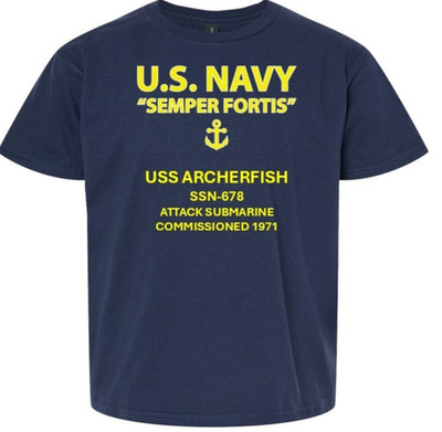USS ARCHERFISH  SSN-678 * SEMPER FORTIS *VINYL SHIRT. US NAVY LICENSED