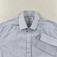 Charles Tyrwhitt Shirt Men 15.5 39 White Blue Dot Slim Fit Button Up French Cuff