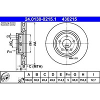 Bremsscheibe ATE 24.0130-0215.1 (2 Stk.)