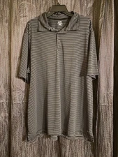 Champion Golf Men's Size 2XL Gray & Black Striped Duo-Dry Short Sleeve Polo