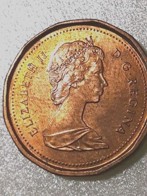 1989 Canada Copper Elizabeth II Vintage AU Brilliant Red Brown Die
