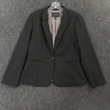 Banana Republic Blazer Jacket Women's 14 Black Stretch One Button Workwear