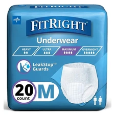FitRight Incontinence Unisex Underwear, Maximum Absorb, Medium, 20 Ct FAST SHIP