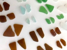 70 pc Beach Sea Glass 35 Pair Seaglass Aqua Green Surf Tumbled Frosted Craft B2