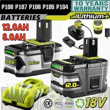 12.0Ah Battery For Ryobi One Plus P108 18V Lithium-ion High Battery/ charger NEW