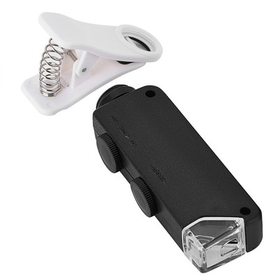 60X-100X Optical Zoom LED Microscope Lens With Clip For Mobile Phones SET