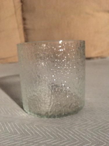 4.5” textured glass vase - straight sides, flat bottom, Vintage Decor Glass