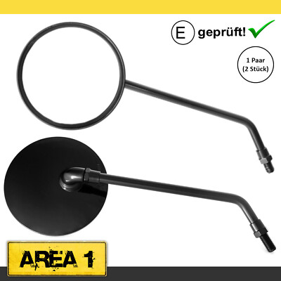 Juego De Espejos Retrovisores Area1 Para Moto Y Scooter - Universales Con Adaptadores, Roscas M8/M10 - Incluye 2 Espejos