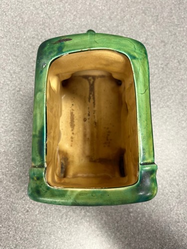 Vintage Relpo 6216 Keramik Antik Auto KFZ Pflanzgefäß gelb / grün - Bild 5 von 11