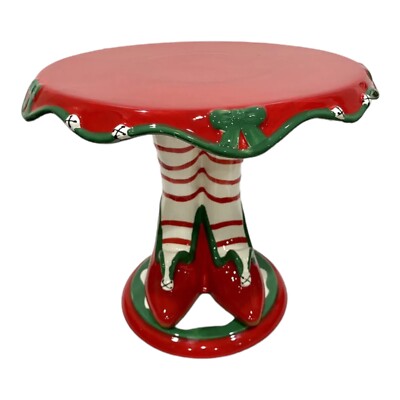 Magenta Christmas Lady Elf Legs/Ruby Red Slippers Cake/Dessert Stand 9.5  Tall