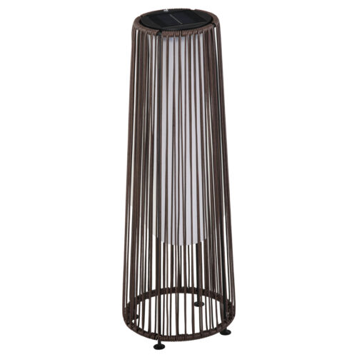 Outsunny Garden Solar Powered Lights Woven Wicker Lantern Auto On/Off Brown - Picture 1 of 11
