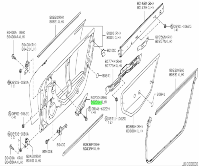 NISSAN GT-R R35 CORNER PIECE FRONT DOOR LH 80231-JF00A Genuine JDM