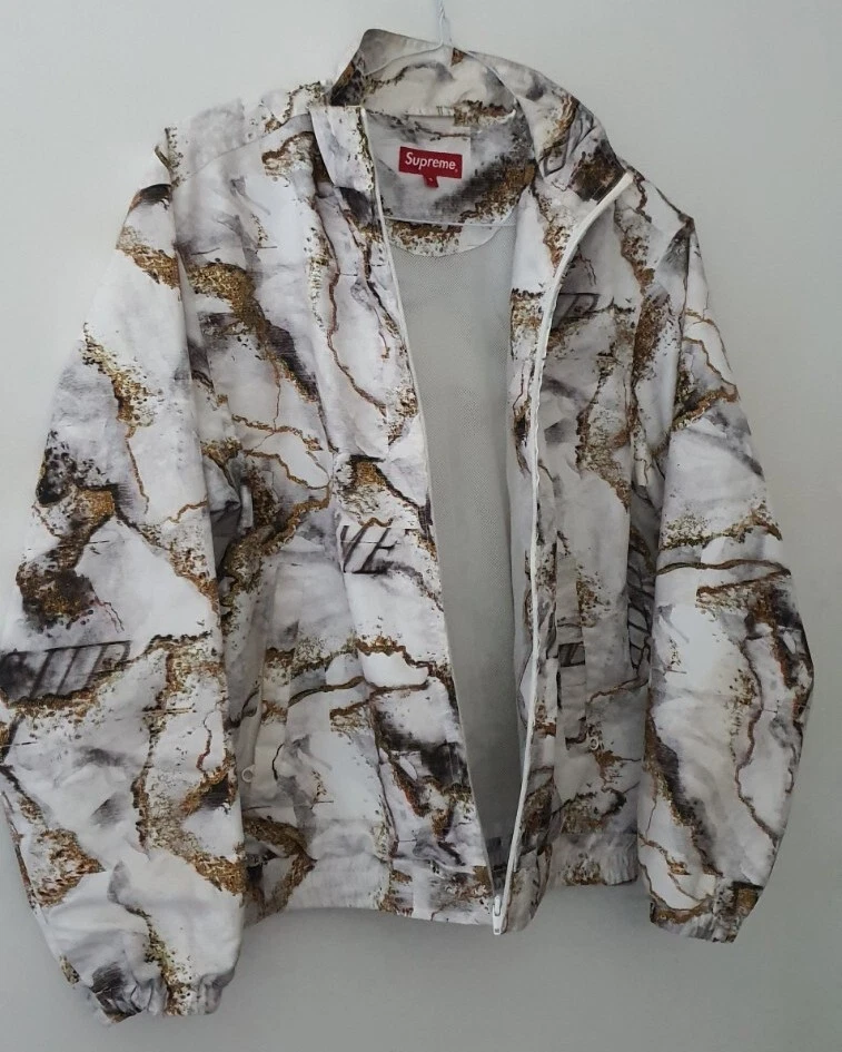 FW20 Supreme Marble track jacket size S small white Water resistant
