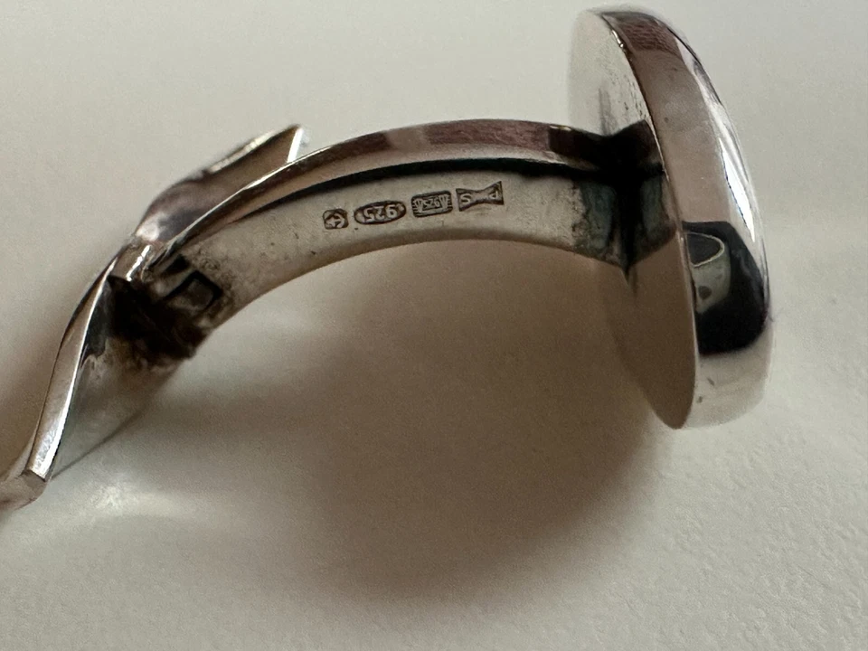 Gemelos ovalados Paul Smith | Centro negro Smith & Smith | Plata de ley ✨ Foto 2 de 4