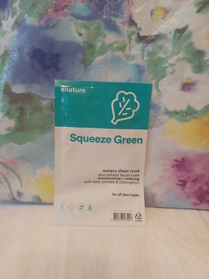 Enature Squeeze Green Watery Moisturizing +Refining Sheet Mask. 1 Sheet. Sealed.