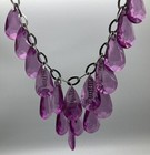 Vintage Purple Faceted Crystals Choker Necklace with Black-Silver Metal Chain — photo 2