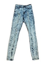 Cello Jeans Los Angeles Women's skinny Junior Denim Stone Wash Distressed 7x30
