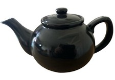 Black Classic Tea Pot Clay Ceramic Tea Pot Brewer Infuser 10” W x 5” H In VGC