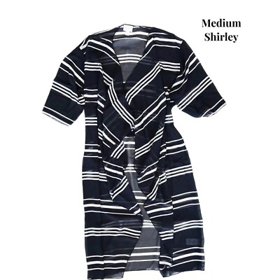 Medium LuLaRoe Shirley Kimono Striped Black White Fits 10/18