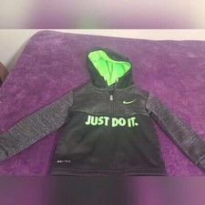 Boy's Nike Dri-FIT "Just Do It" Quarter Zip Pullover Hoodie, Size 2T