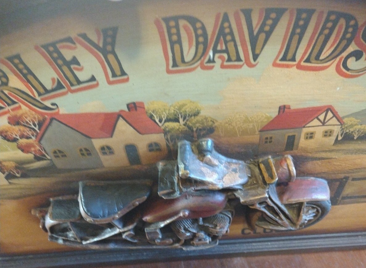 HARLEY Davidson 木製　看板 Vintage Harley Davidson Motorcycle Club 3D Wood Painted Sign