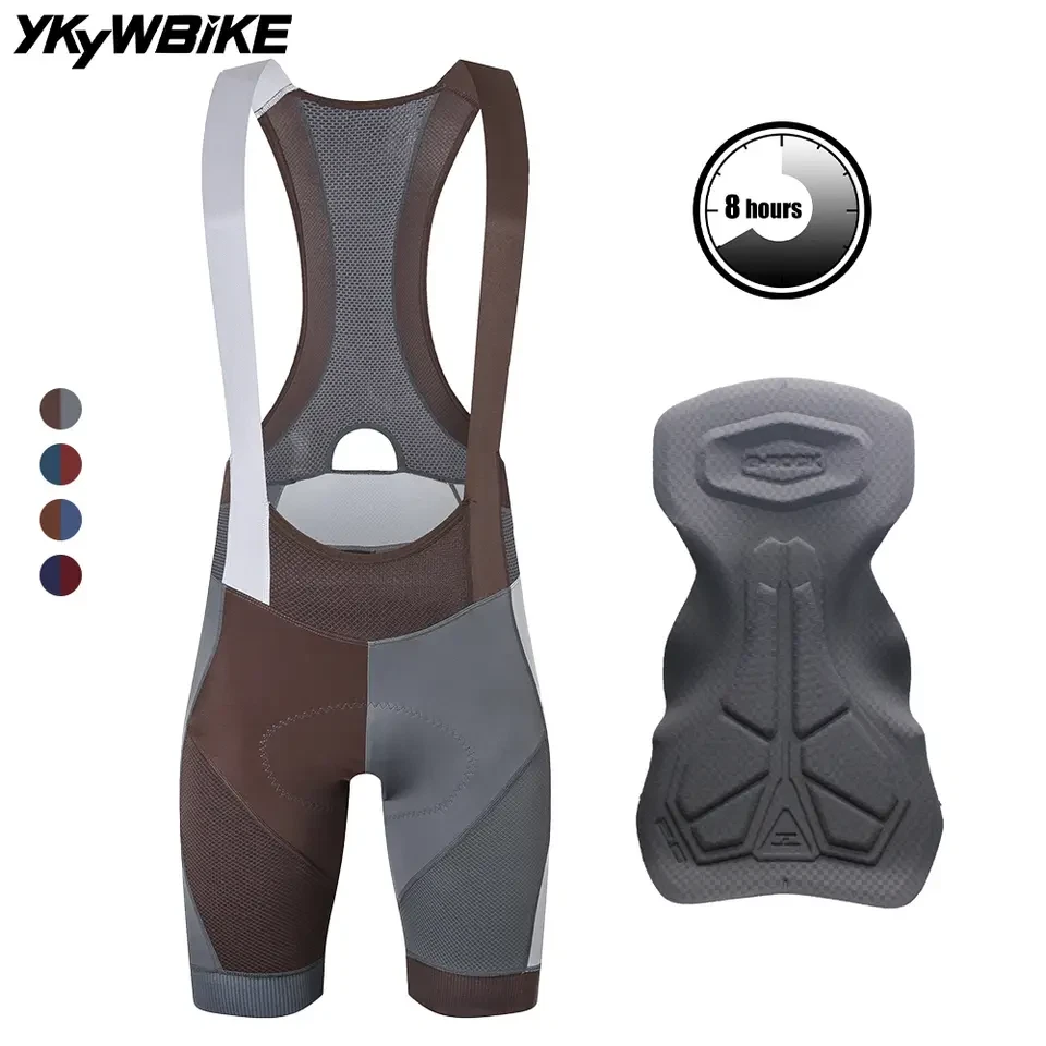YKYWBIKE Men Cycling Bib Shorts Summer Tights Bib Pants Belgium Padded 8 Hours