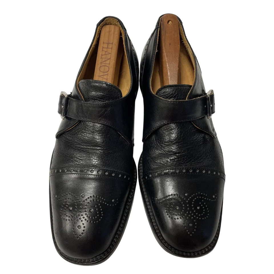 Винтажный Mario Calugi Италии мужчин из черной кожи монах ремень платье обуви пряжка мокасины - Изображение 3 из 4