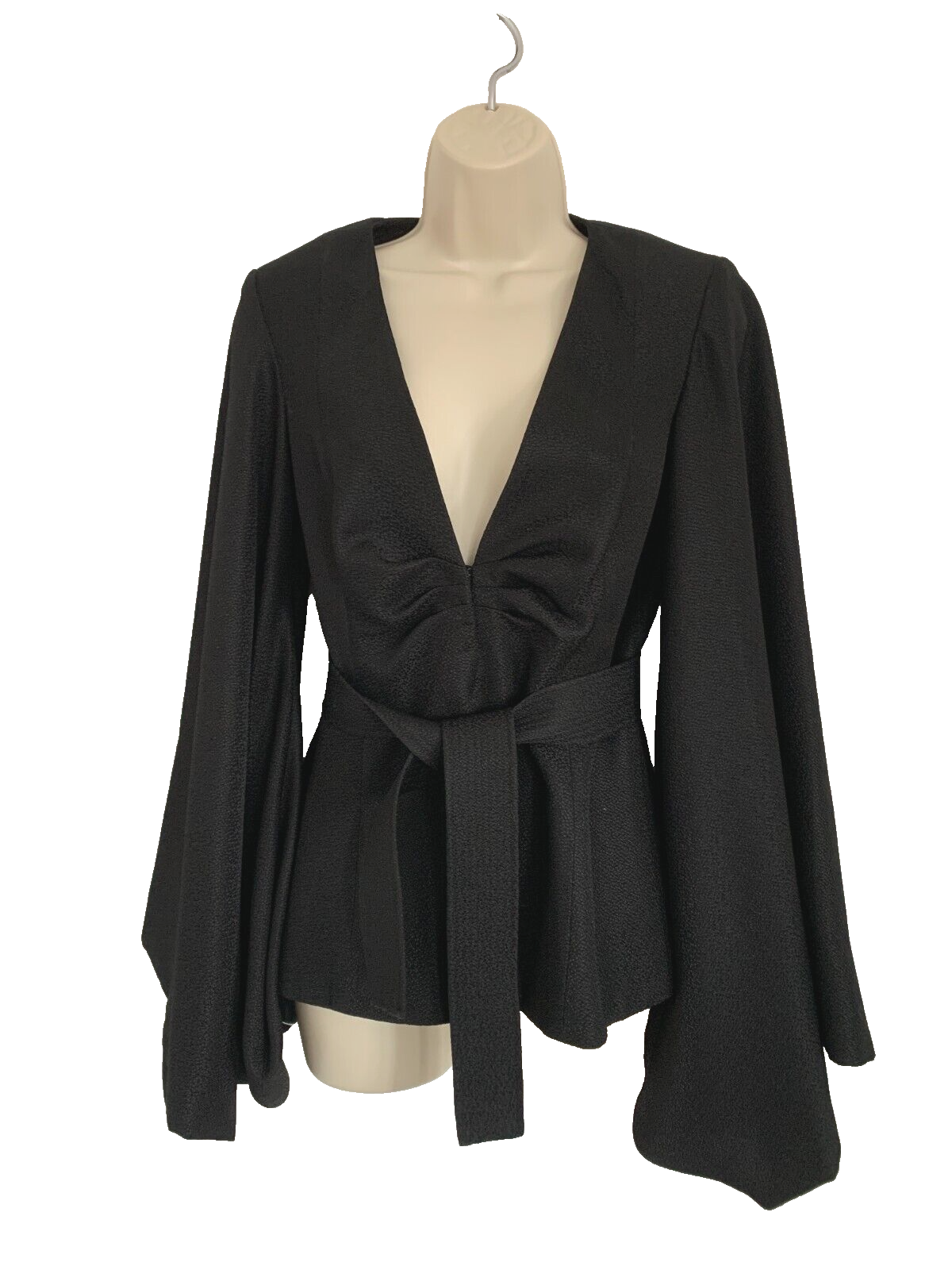 Giacca Saint Laurent nera con cintura manica kimono (42) UK 14. Nuovo con etichetta