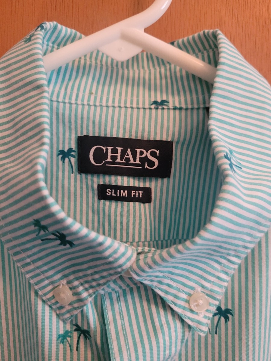 Chaps Slim Fit Men's Size Medium Palm Tree Print Dress Shirt | eBay