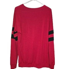 Womens striped Crew neck Long sleeve Shirt, red, Large