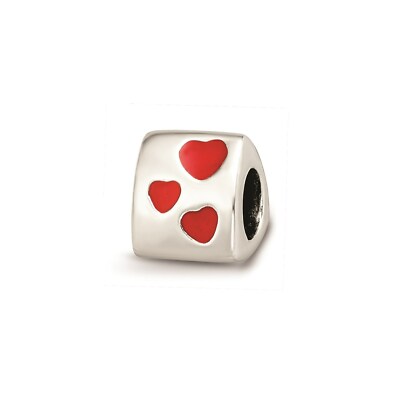 Reflexionsperlen Sterling Silber 3-seitig emailliert Love You Miss You Herz Bead