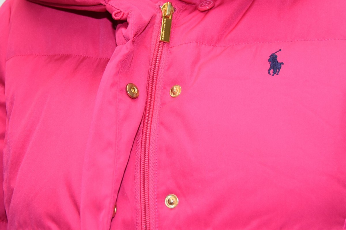 NEW NWT Ralph Lauren Girl Shannon Peplum DOWN JACKET Hood Magenta