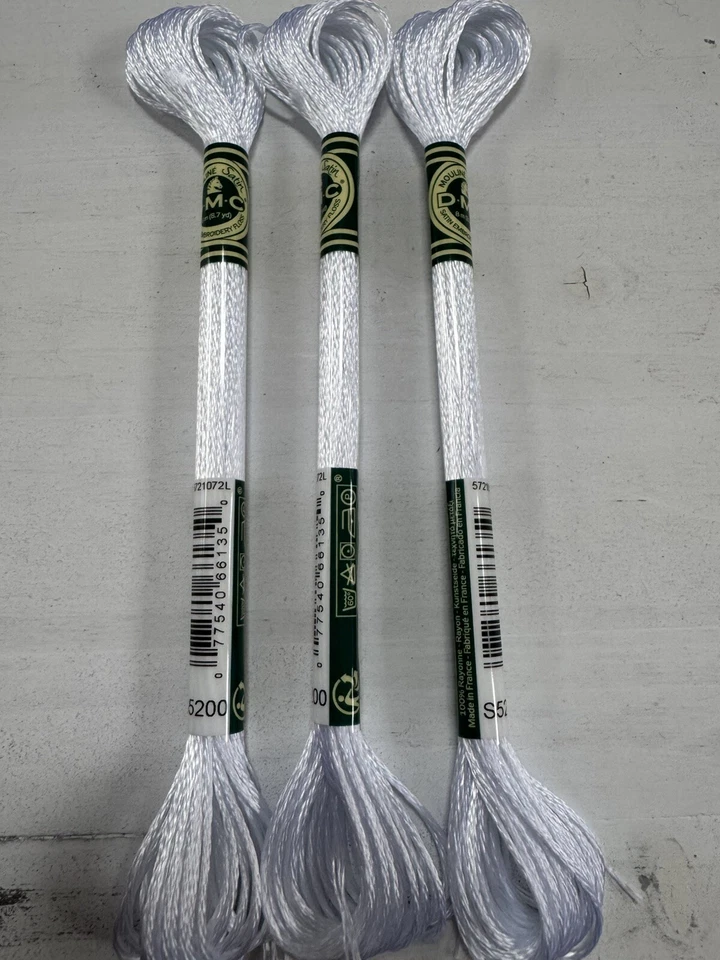 DMC Satin Embroidery Floss~Lot of 6 Skeins~Black S310 and Snow White S5200 - Image 4 of 4