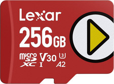 Lexar 256GB PLAY micro SD Card, UHS-I, C10, U3, V30, A2, Full HD, 256GB, Red