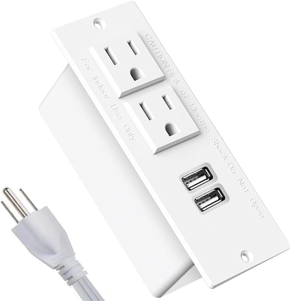 Furniture Recessed Power Strip, Power Outlets, Desk Outlet with USB, Authoritati