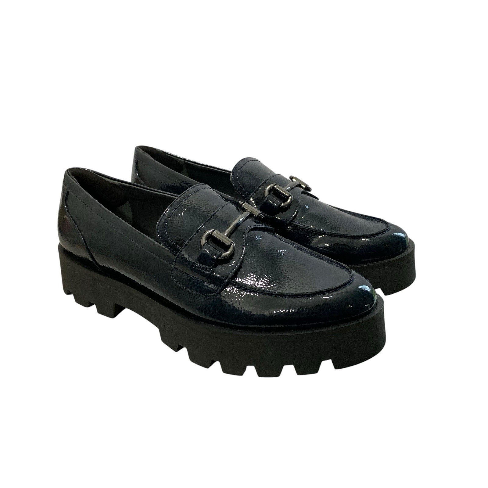 SAOLA Mocassini Franco Sarto in vernice suola a strappo donna 9 5 M blu navy plateau preppy