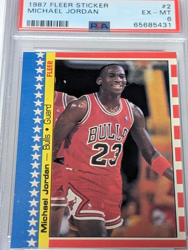 Michael Jordan 1987 Fleer Sticker #2 - PSA 6 - 2nd Year Card - Well Centered
