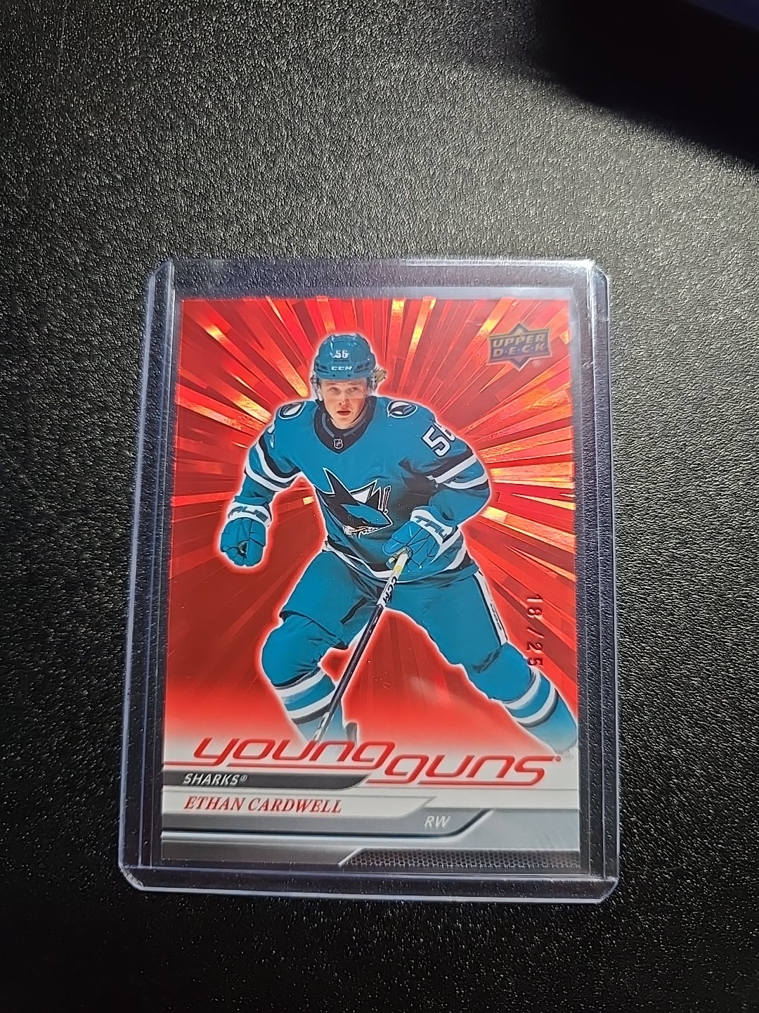 2024-25 Upper Deck Series 2 Ethan Cardwell /25 Red Outburst #459