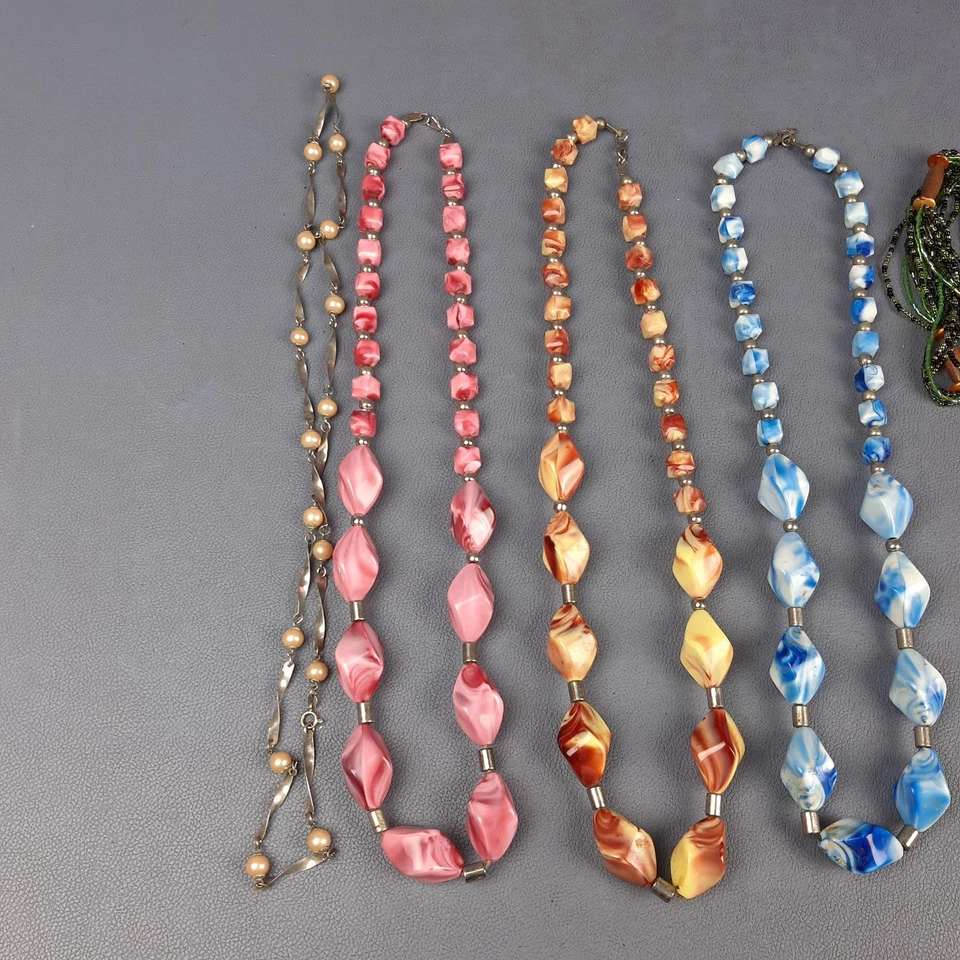 Pack 7 Halsketten Verschiedene Vintage Stil Retro Perlen Und Farbig Kollektion - Bild 2 von 4