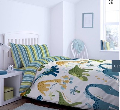 Catherine Lansfield Dino 135 x 200 cm duvet cover and 1 80 x 80 cm pillow case.