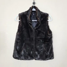 Dark Brown Faux Fur Womens S Vest Mob Wife Luxury Winter Glam Elevated Casual