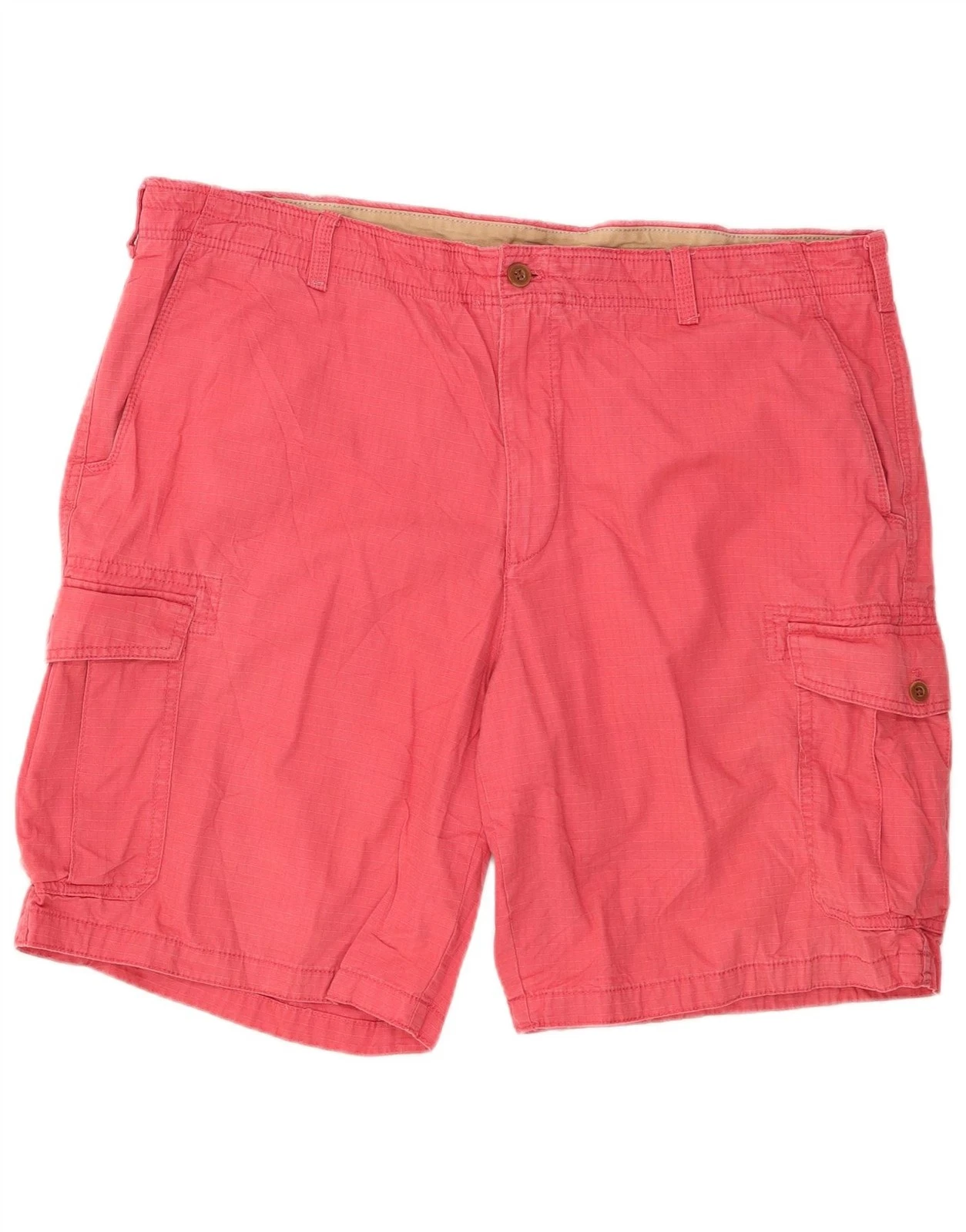 IZOD Mens Salt Water Cargo Shorts W42 2XL Pink Check Cotton WF10