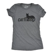 Womens Catitude T Shirt Funny Pet Cat Attitude Tee