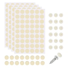 216Pcs Screw Hole Stickers and 200Pcs 12x3.5mm Screw Cover Caps, Pure White