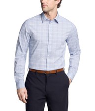 Calvin Klein Mens Steel Button Down Dress Shirt, Blue, 15" Neck 34"-35" Sleeve